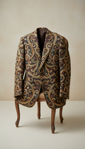 Embroidered Blazer in Antique Gold