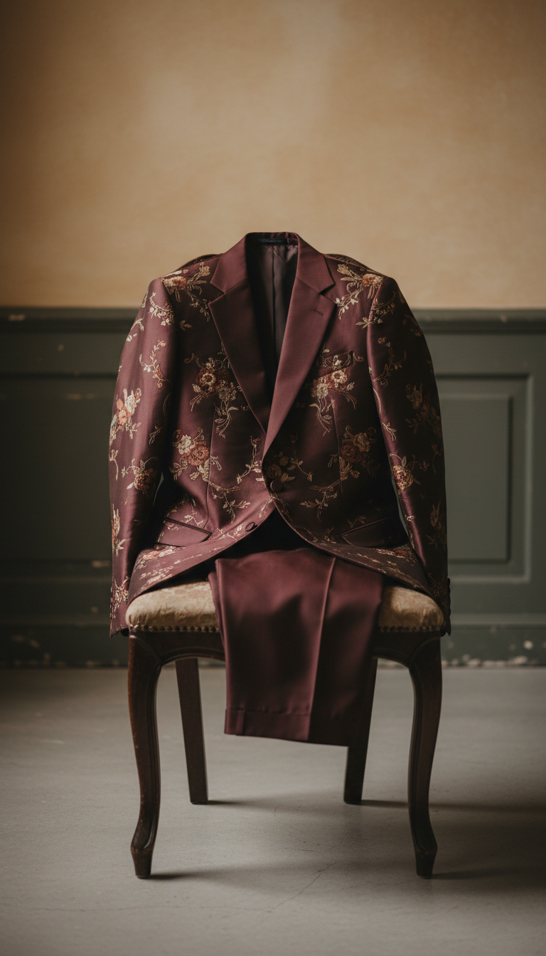 Silk Suit in Deep Mahogany